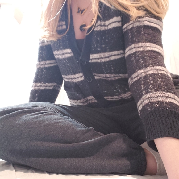 cozy black and white button up sweater - Picture 2 of 2